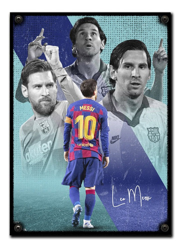 #338 - Cuadro Vintage 30 X 40 - No Chapa Messi Barcelona 