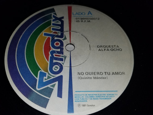 Lp Vinilo Disco Acetato Single Orquesta Alfa Ocho Salsa