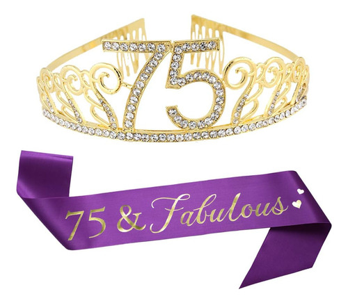 Tiara Y Banda Dorada 75 Cumpleaños,  75 Y Fabuloso , B...