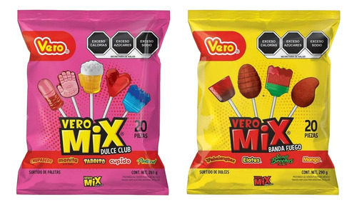 Dulces Vero Paleta Mix Con 20 Pzs C/u (2 Bolsas)