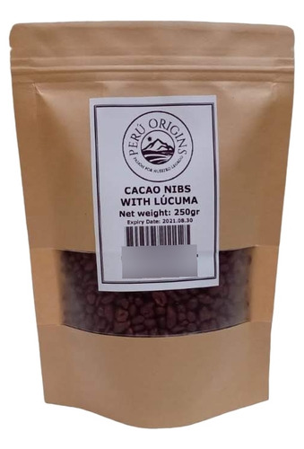 Cacao Nibs Con Lúcuma - 70% Cacao Orgánico - 250 Gr.