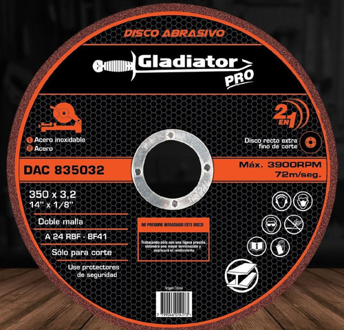 Disco Abrasivo De Corte Acero 14  Gladiator- Ynter Industria