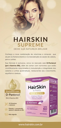 2 Hair Skin & Nails Supreme D-pantenol 5000mcg 60 Cápsulas