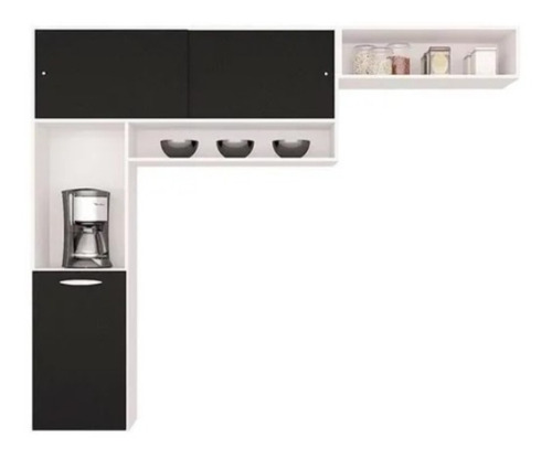 Mueble Superior Cocina 3 Puertas Blanco Y Negro En L, 