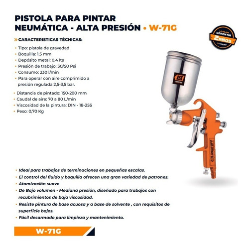 Pistola Para Pintar 400 Ml Lusqtoff 50 Psi Tipo Aerografo