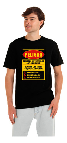 Playera Halloween Etiqueta Peligro Diseño 45 Playeras Beloma