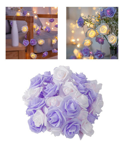Led Rose Flower Fairy String Light Foam Rose Fairy Lights
