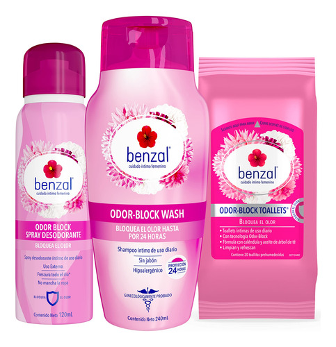 Benzal Odor Block Kit Shampoo Íntimo + Toallitas +
