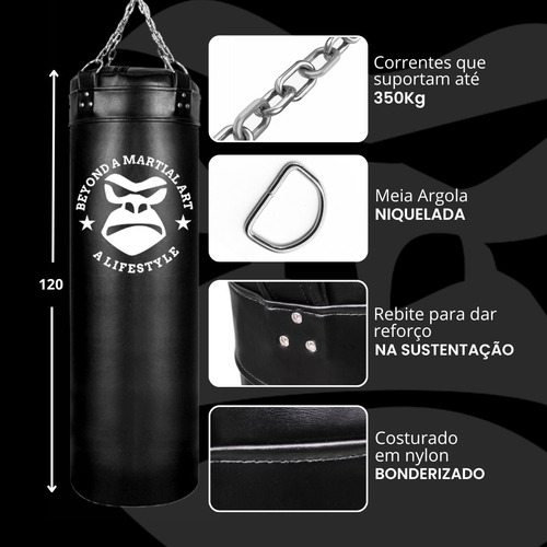 Gorilla saco de pancada profissional 120x90 preto