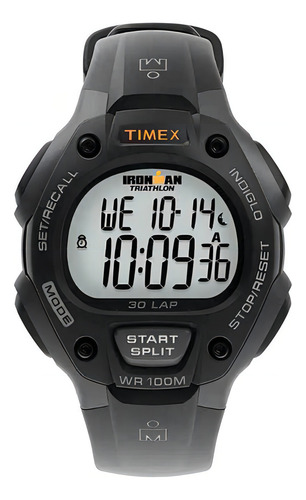 Relógio Timex Ironman Triathlon Masculino Digital T5e901 Correia Preto Bisel Preto Fundo Positivo