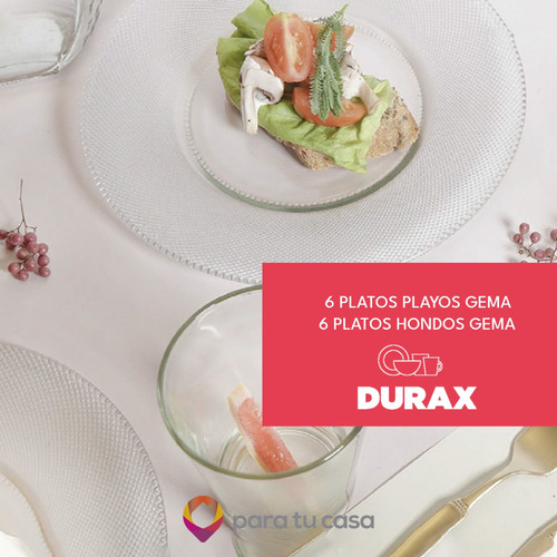 Set Vajilla Vidrio Vasos Durax Cubiertos Tramontina X 42 Pza