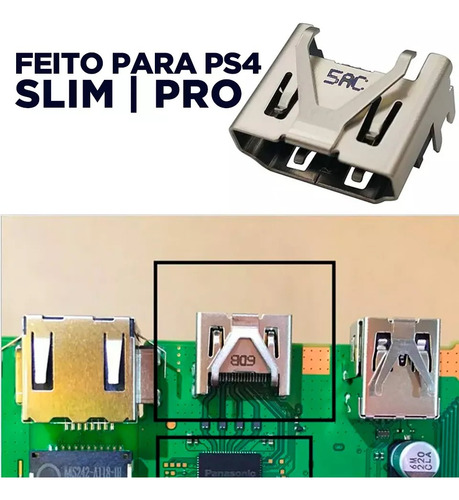 2x Conector De Entrada Hdmi Compatível Com Ps4 Slim/ps4 Pro