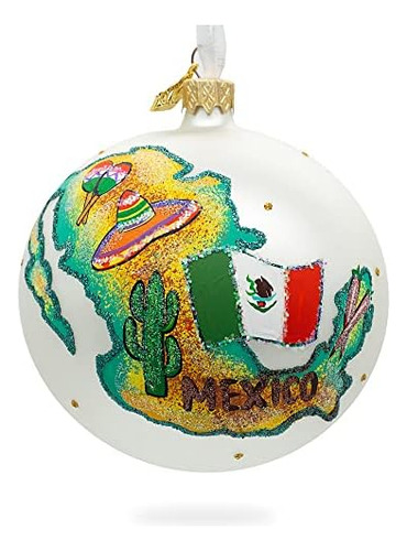 Viaje A Mexico Bola De Cristal Adorno De Navidad 4 Pulgadas