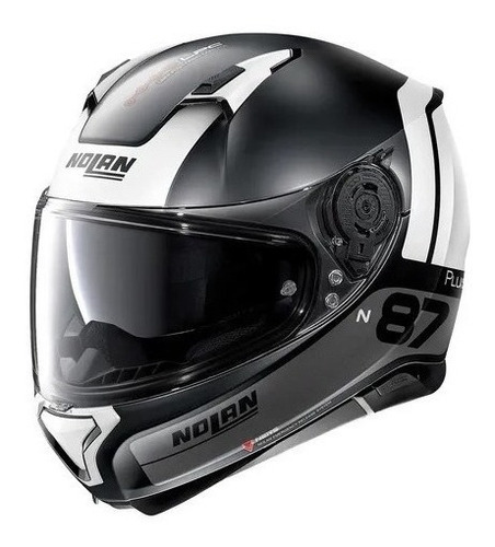 Capacete Nolan N87 Plus Distinctive Preto/branco Fosco Tamanho do capacete 62 (XL)