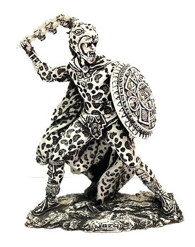 Guerrero Jaguar Escudo Azteca Mediano. Hueso Rustico