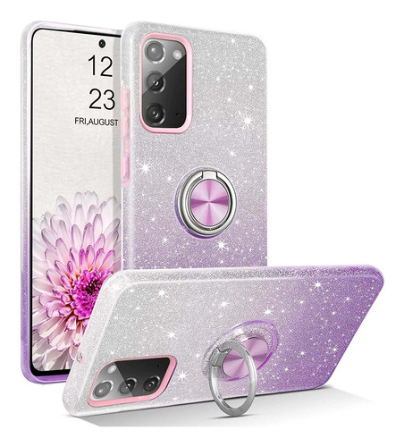 Funda Para Samsung Galaxy Note 20, Violeta/glitter/soporte