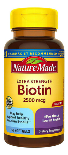 Biotina feita na natureza, extra forte, 2500 mcg, 150 cápsulas, sabor N/a