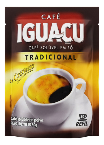 Café Solúvel em Pó Tradicional Iguaçu Sachê 50g Refil