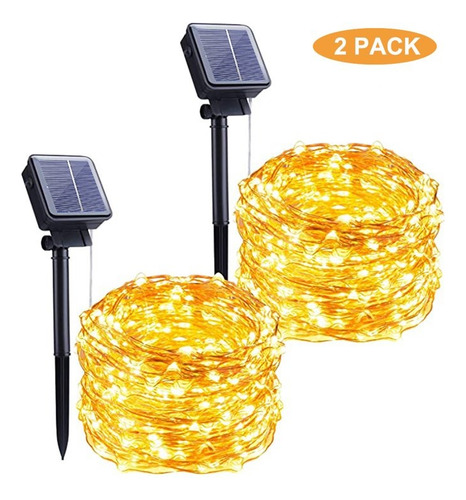 2pack 8 Modo Serie Luces Solares Exterior 100 Led 12 Meters