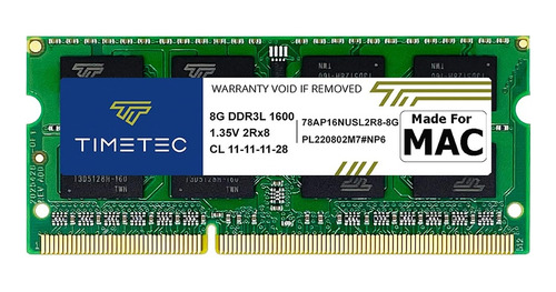 Memoria Ram 8gb Ddr3l 1600mhz Pc3l-12800 Non-ecc Para Mac