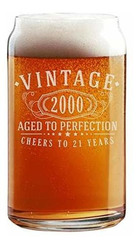 Vaso De Cerveza Vintage 2000 Grabado Al Agua Fuerte De 16 Oz