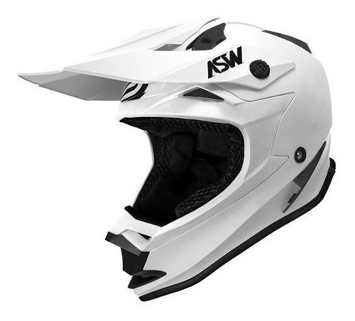Capacete Asw Fusion Solid Branco Fosco Motocross Trilha