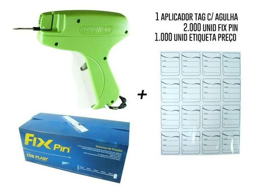 Kit Aplicador Tag + 2.000unid Fixpin + 1.000 Etiquetas Preço