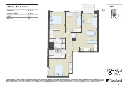 Imagen 8 de 8 de -apartamento De Tres Dormitorios Con Balcón, Torres Oliva, Cordón Sur.