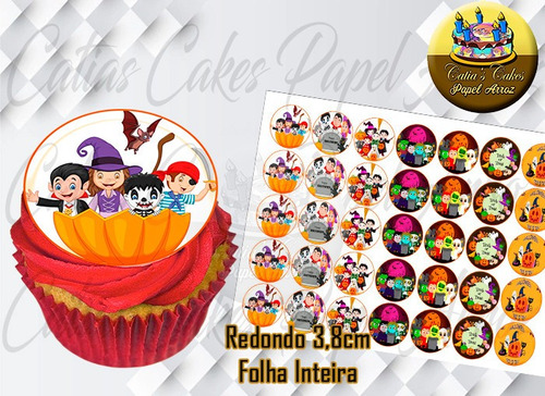 Halloween Papel De Arroz Redondo P/ Pirulito E Cupcake Md1