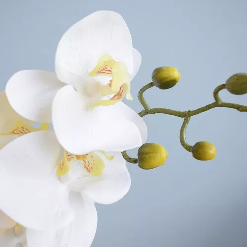 Arranjo De Orquídea Artificial Branca No Vaso Dourado Médio