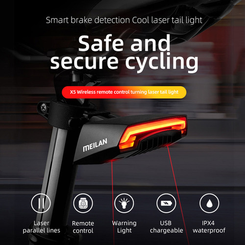 L Luz Trasera Para Bicicleta Meilan X5, Mando A Distancia,