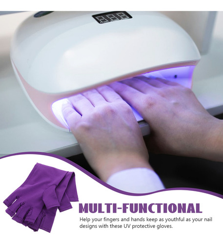 1 Par De Guantes De Manicura Con Protección Uv Para Uñas Res