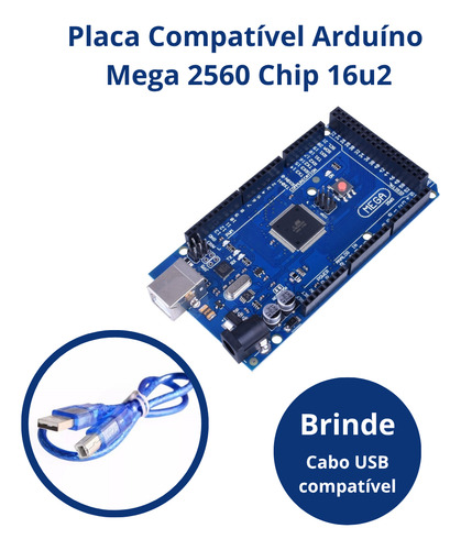 Placa Compatível Arduino Mega 16u2 Com Cabo Usb