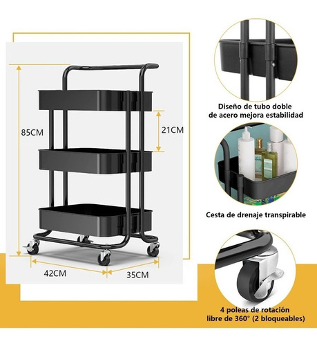 Carrito Organizador Mutiuso Con Ruedas Multi Colores Homer