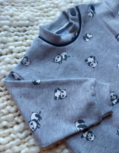 Body Ajuar Osito Bebe Pañalero Enterito Manga Larga Conjunto Gris Talle 2