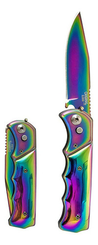 Canivete Automático Faca Multi Color 21cm Camaleão + Bainha
