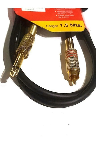 Cable Plug 6.5 A Rca Metalico 1.5 Mt Audiosonic M5897