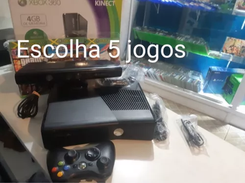 Xbox 360 4gb Preto + 1 Controle + Kinect + 1 Jogo