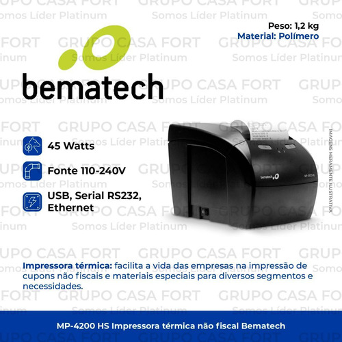 Impressora Térmica Bematech Mp-4200 Hs Serial Usb E Ethernet
