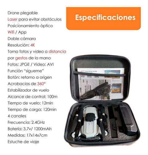 Drone Vak 965 Doble Camara 4k Video Laser Evita Obstáculos Ó