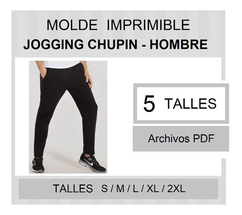 Molde Imprimible Patron Pantalon Jogging Chupin Hombre - Pdf