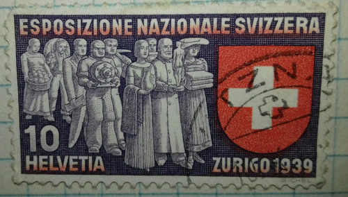 Sello Esposizione Nazionale Svizzera 10 Helvetia Zurich 1939