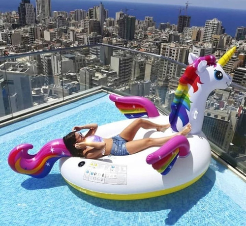 Unicornio Gigante Salvavidas Inflable Alberca 251x163 Cm.