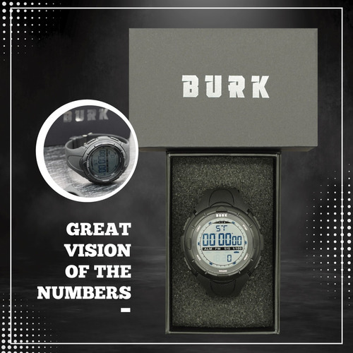 Imagen 3 de 8 de Reloj Deportivo Digital Burk 1025 Luz Led Cronometro Alarma! Color De La Malla Negro