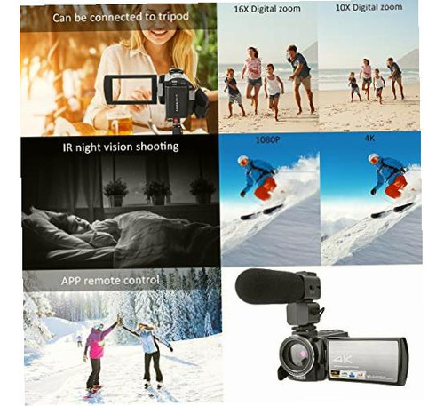 Câmera de vídeo, câmera de vídeo colorida Hdr-Ae8 4k Hd com bateria