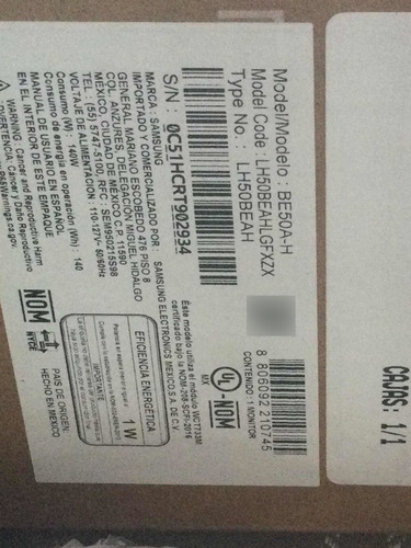 Pantalla Samsung Nva P/ Local Negocios Nilo Art. Bussiness (Usado)