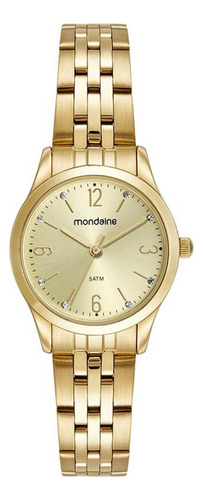 Kit Relógio Mondaine Pequeno Dourado E Colar De Cristal 32720lpmkde1k1