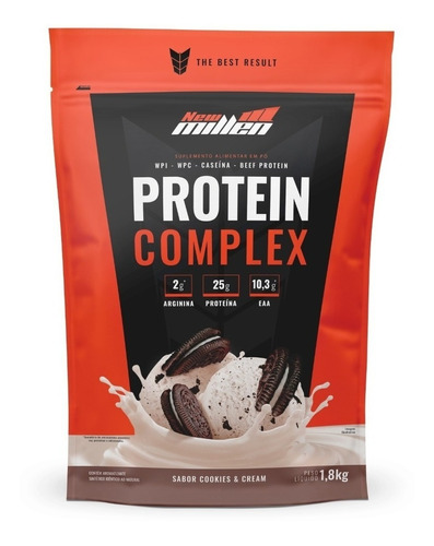 Suplemento em pó New Millen  Premium Protein Complex proteínas Protein Complex sabor  cookies & cream em sachê de 1.8kg