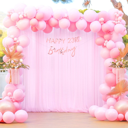 2pzs Cortinas De Malla Multicolor Decoración Boda Cumpleaños Color Rosa Claro