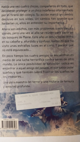 Stephen King : Cazador Sueños Dreamcatcher . Plaza Janes # (Usado)